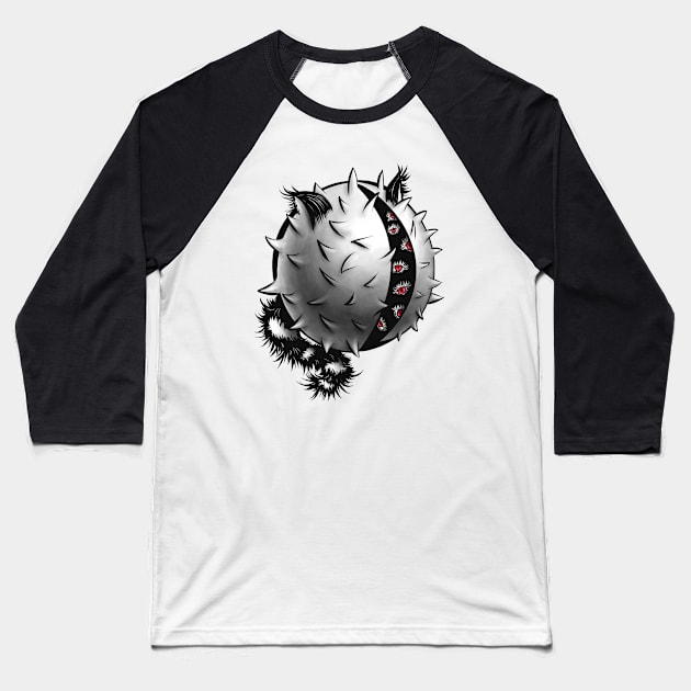 Eye Monster Spiky Ball Baseball T-Shirt by Boriana Giormova